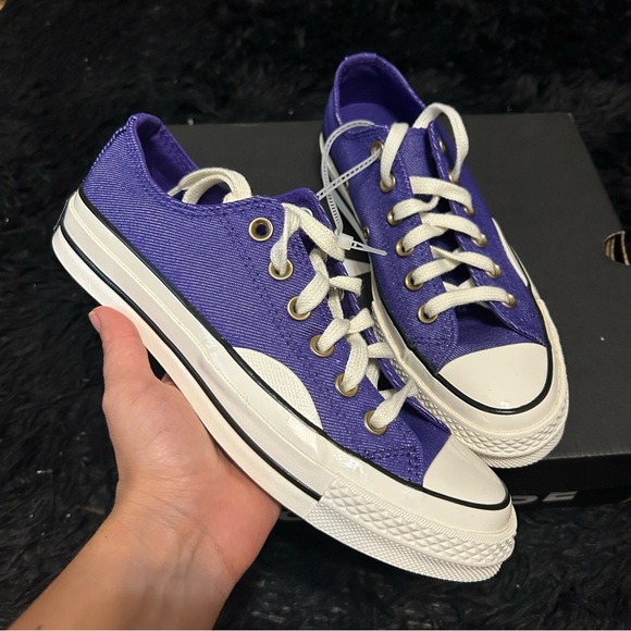 CONVERSE Chuck 70 purple denim lace up low top shoes sneakers sz 7.5 new - Picture 2 of 8